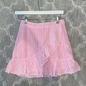 W.A.P.G. (We're All Pretty Girls) Pink Mini Ruffle Zip Up Skirt